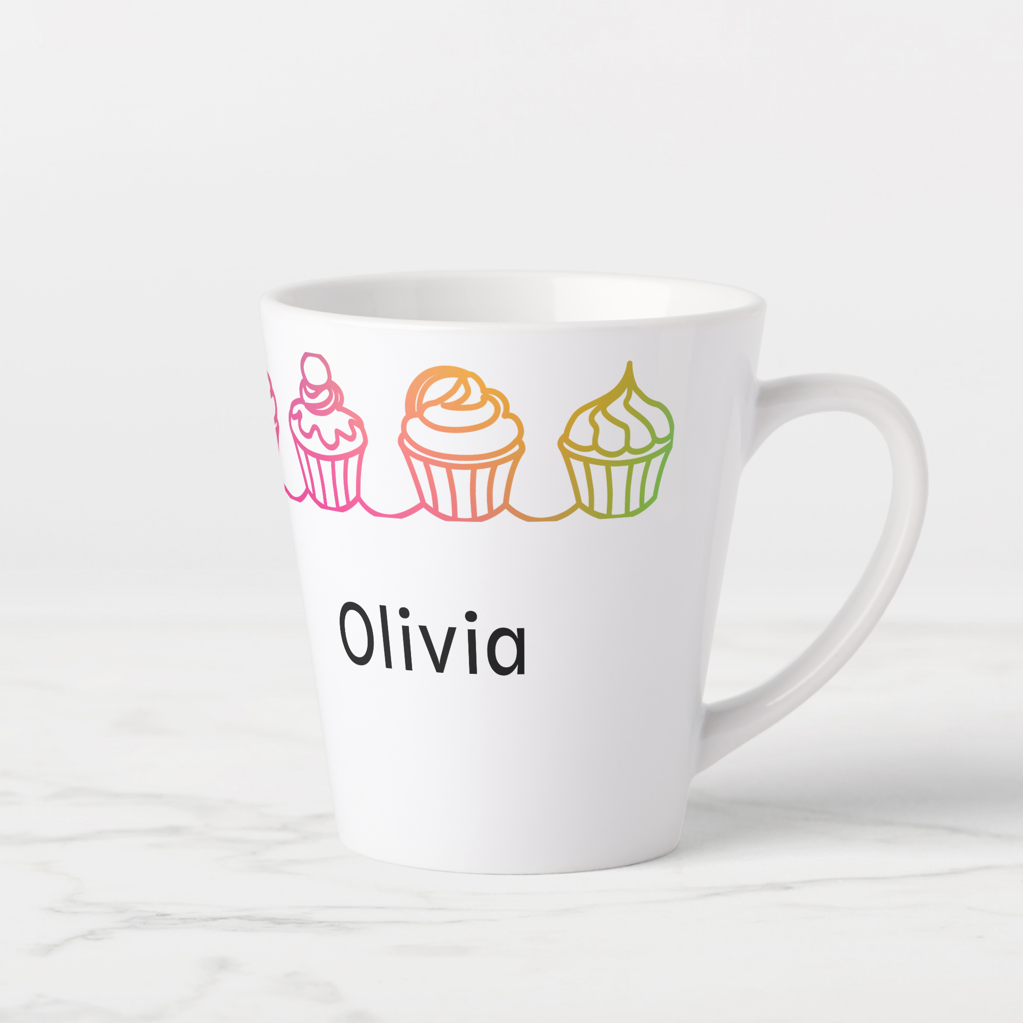 Cupcakes Border Personalized Latte Mug