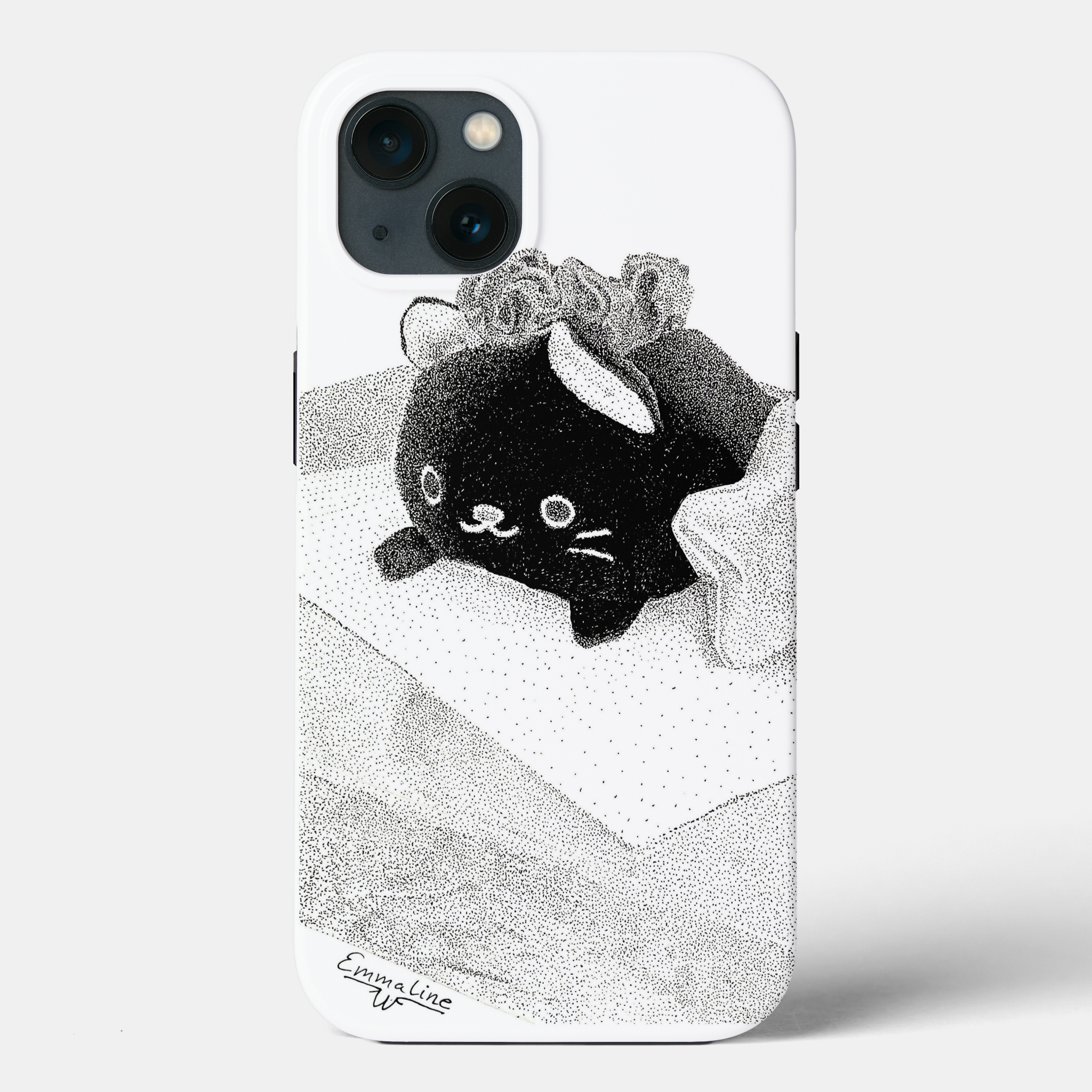 Stippled Kitty by artist Emmaline W - Phone Case - iPhone 13