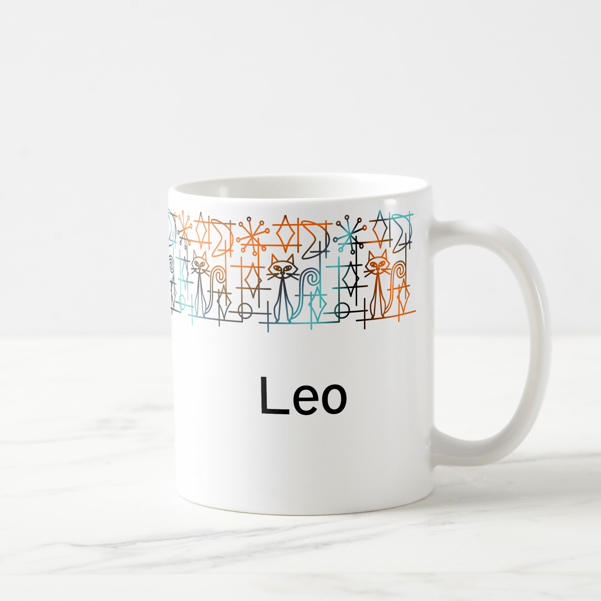 Mid-Century Cats Personalized Mug