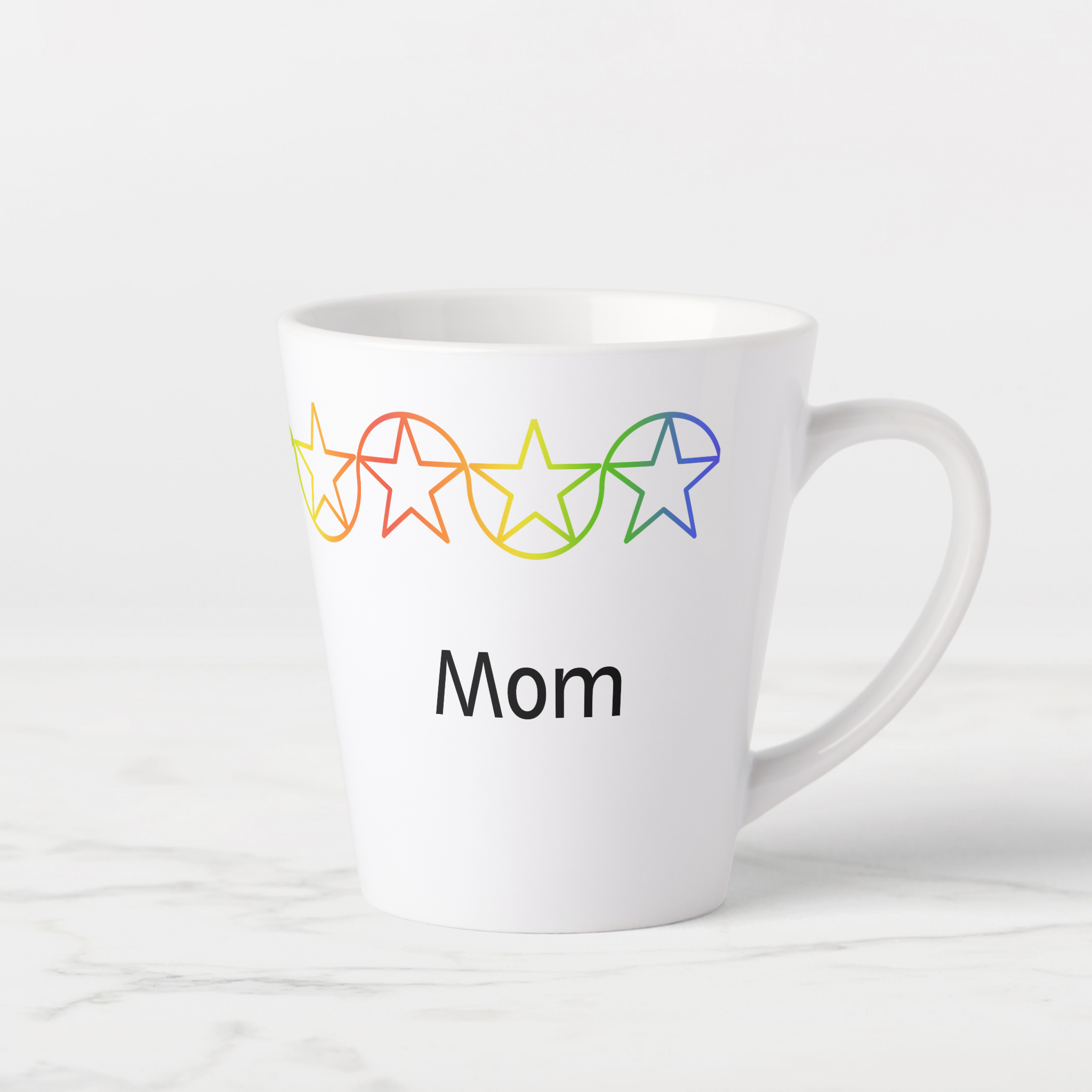 Rainbow Star Border Personalized Latte Mug