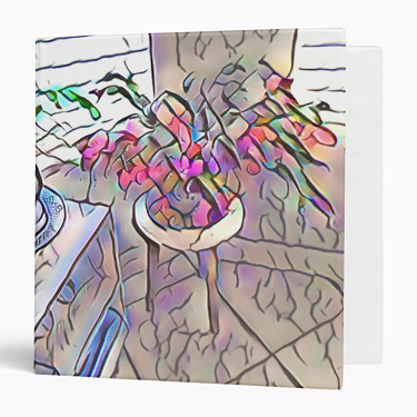 Abstract Christmas Cactus 3-ring Binder - 1.5