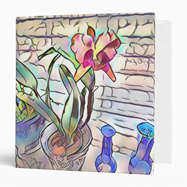 Abstract Cattleya Orchid 3-ring Binder - 1.5