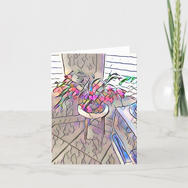 Abstract Christmas Cactus Greeting Card