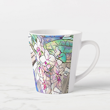 Abstract Orchids Latte Mug