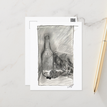 Charcoal Still Life by artist Emmaline W - Postcard