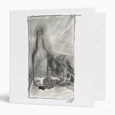 Charcoal Still Life by artist Emmaline W - 3-ring Binder - 1.5