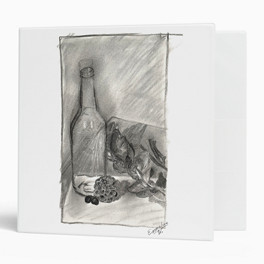 Charcoal Still Life by artist Emmaline W - 3-ring Binder - 2