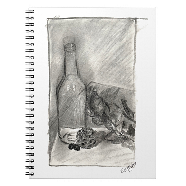 Charcoal Still Life by artist Emmaline W - Spiral Notebook