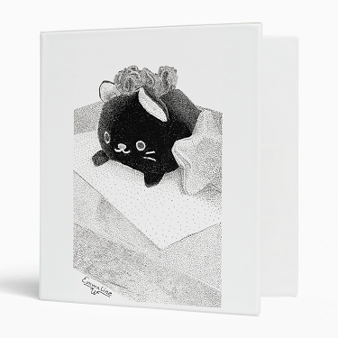Stippled Kitty by artist Emmaline W - 3-ring Binder - 1