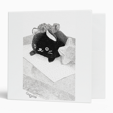 Stippled Kitty by artist Emmaline W - 3-ring Binder - 2
