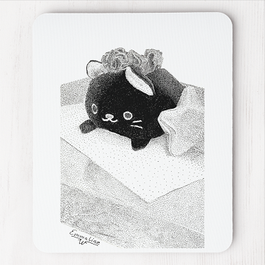 Stippled Kitty by artist Emmaline W - Mouse Pad