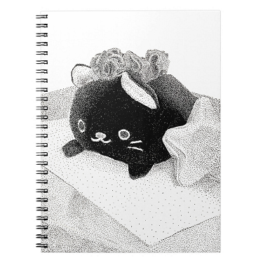 Stippled Kitty by artist Emmaline W - Spiral Notebook