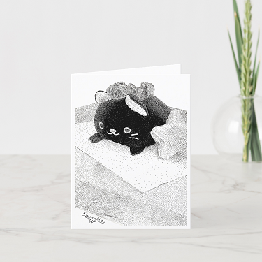 Stippled Kitty by artist Emmaline W - Greeting Card