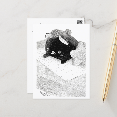 Stippled Kitty by artist Emmaline W - Postcard